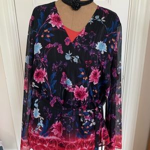 Fun and floral wrap blouse